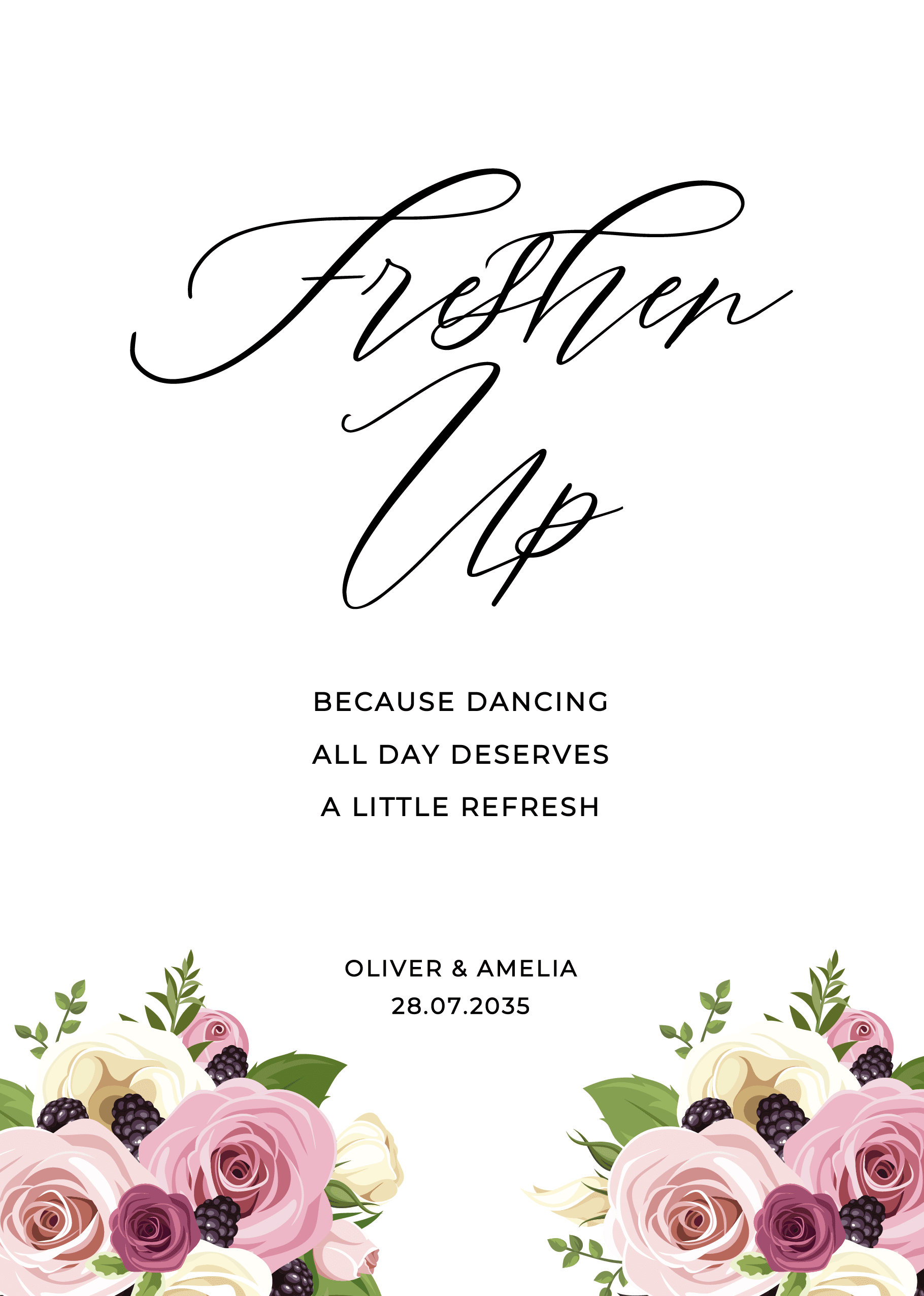 Mauve Floral Wedding Day Signs — on the day wedding stationery