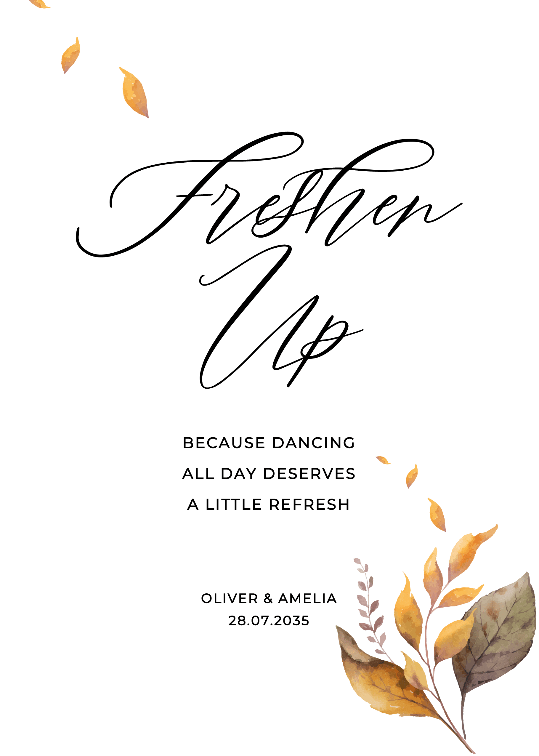 October Wedding Day Signs — on the day wedding stationery