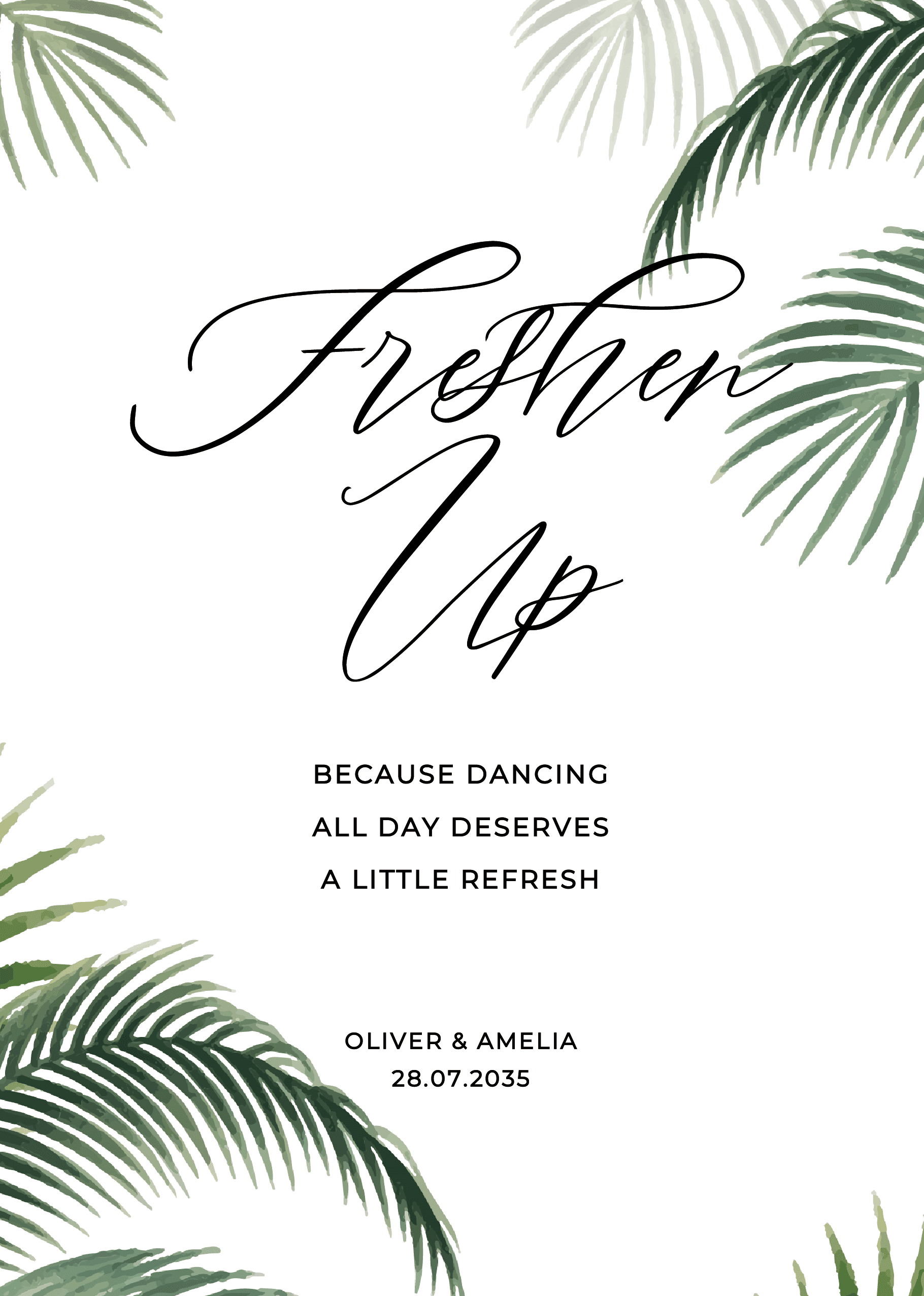 Palm Wedding Day Signs — on the day wedding stationery