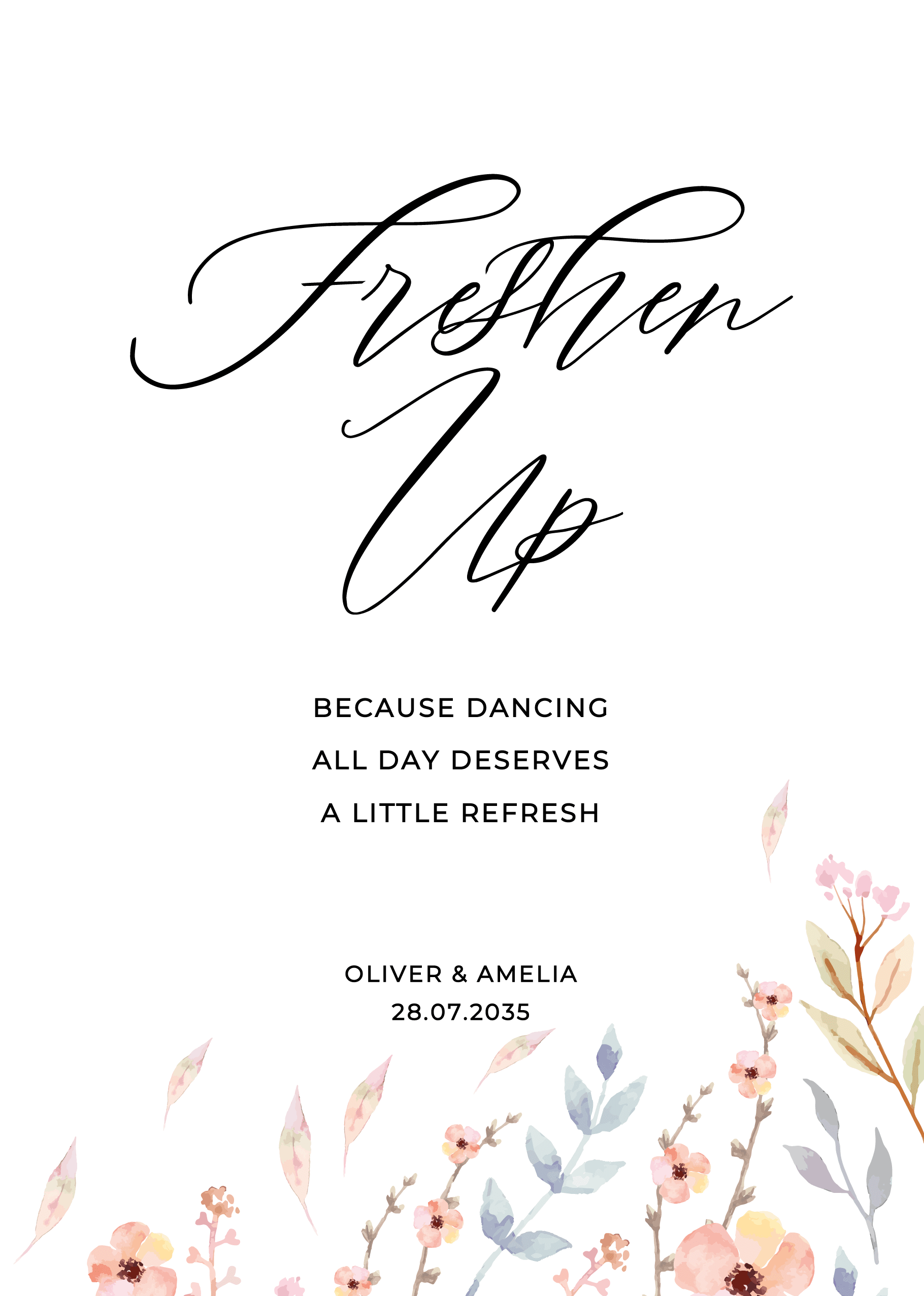 Peach Floral Wedding Day Signs — on the day wedding stationery