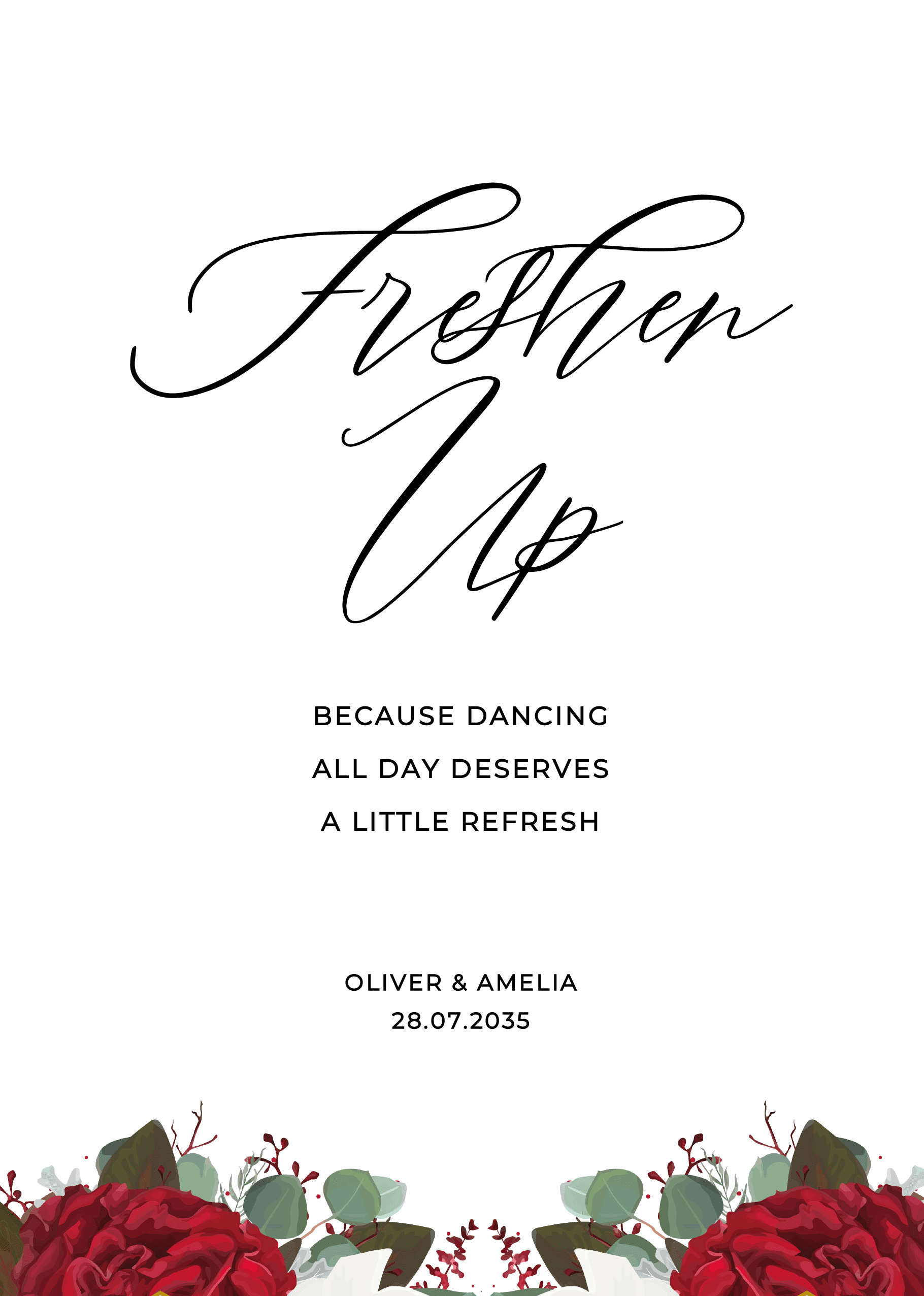 Red Floral Wedding Day Signs — on the day wedding stationery