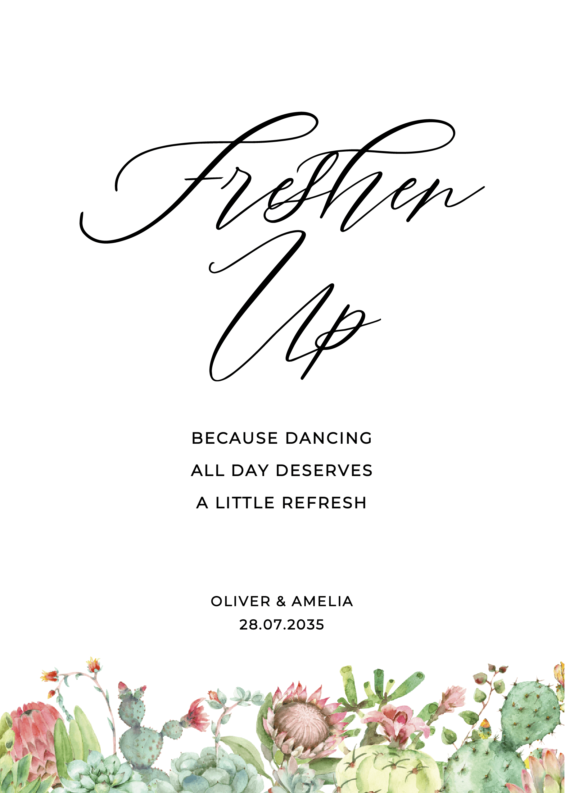 Succulents Wedding Day Signs — on the day wedding stationery