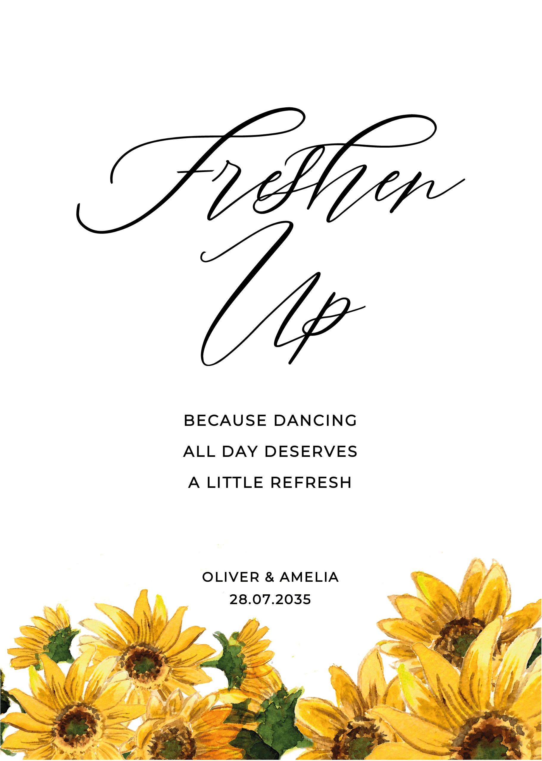 Sunflowers Wedding Day Signs — on the day wedding stationery