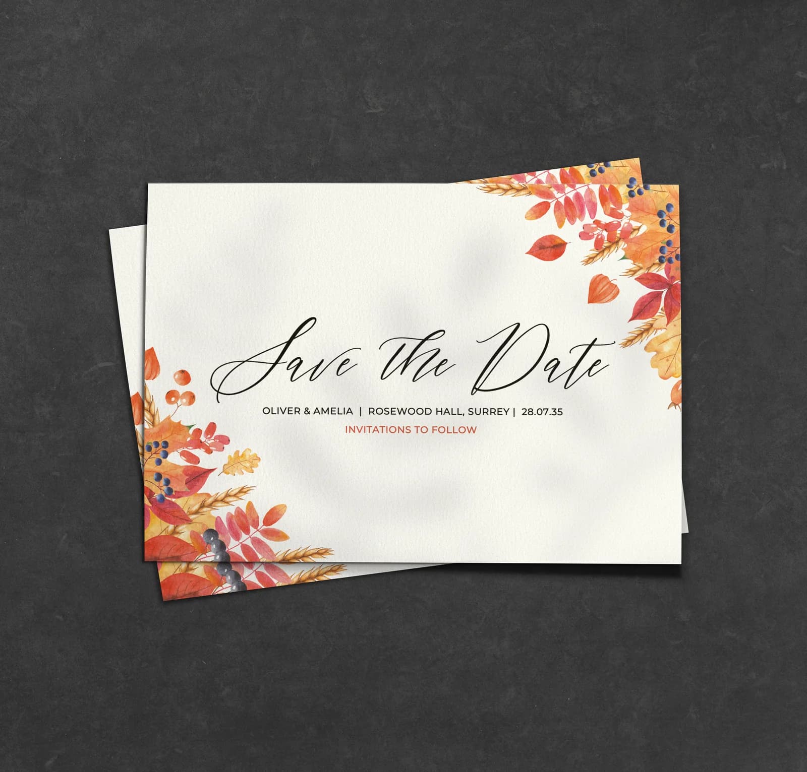 Autumn Save The Date — save the date wedding stationery