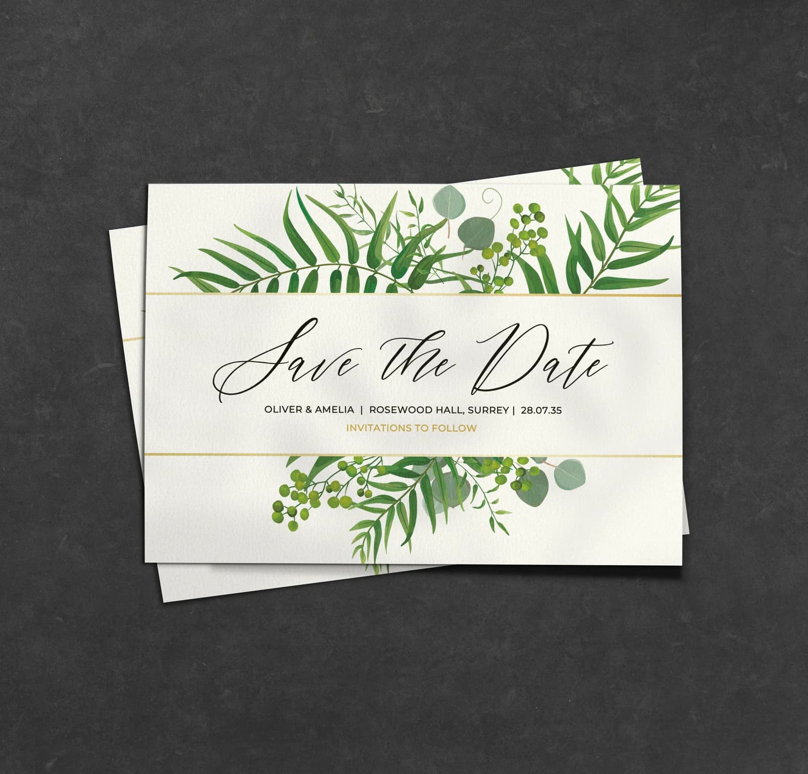 Greenery Eucalyptus Save the Date — save the date wedding stationery