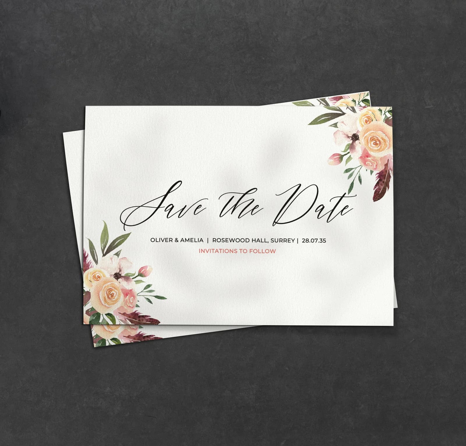 Rustic Floral Save the Date — save the date wedding stationery