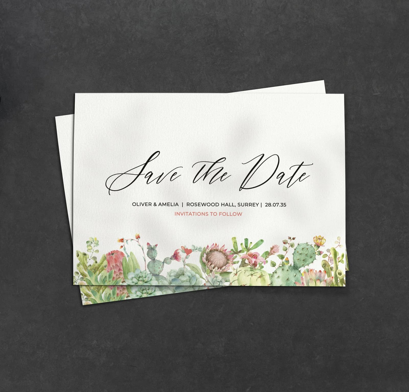 Succulents Save the Date — save the date wedding stationery