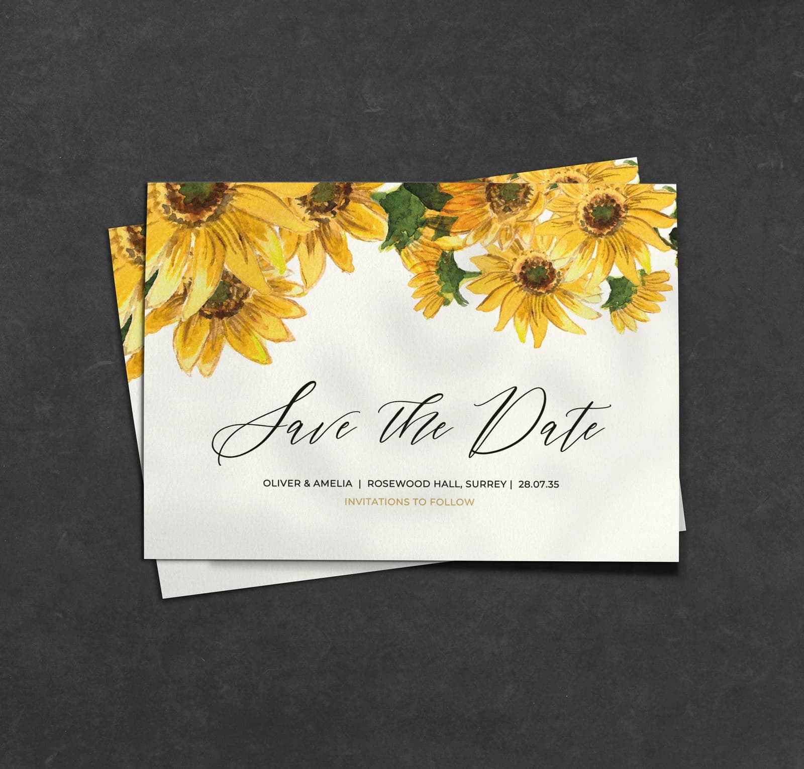 Sunflowers Save the Date — save the date wedding stationery