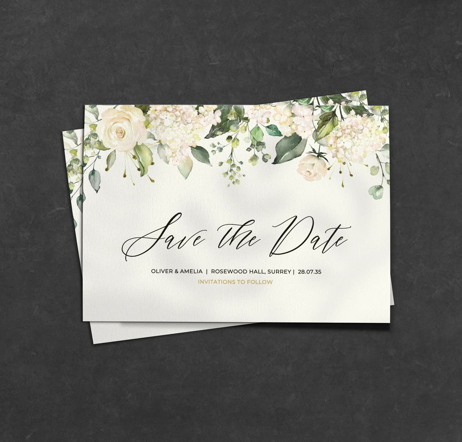 White Roses Save the Date — save the date wedding stationery