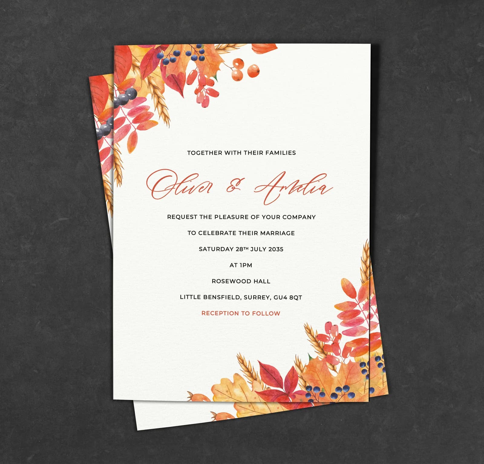 Autumn Invitation — invitation wedding stationery