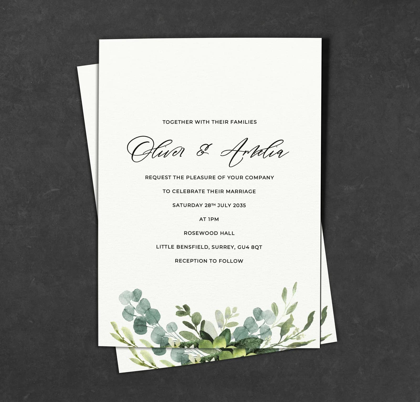 Blue Corner Invitation — invitation wedding stationery