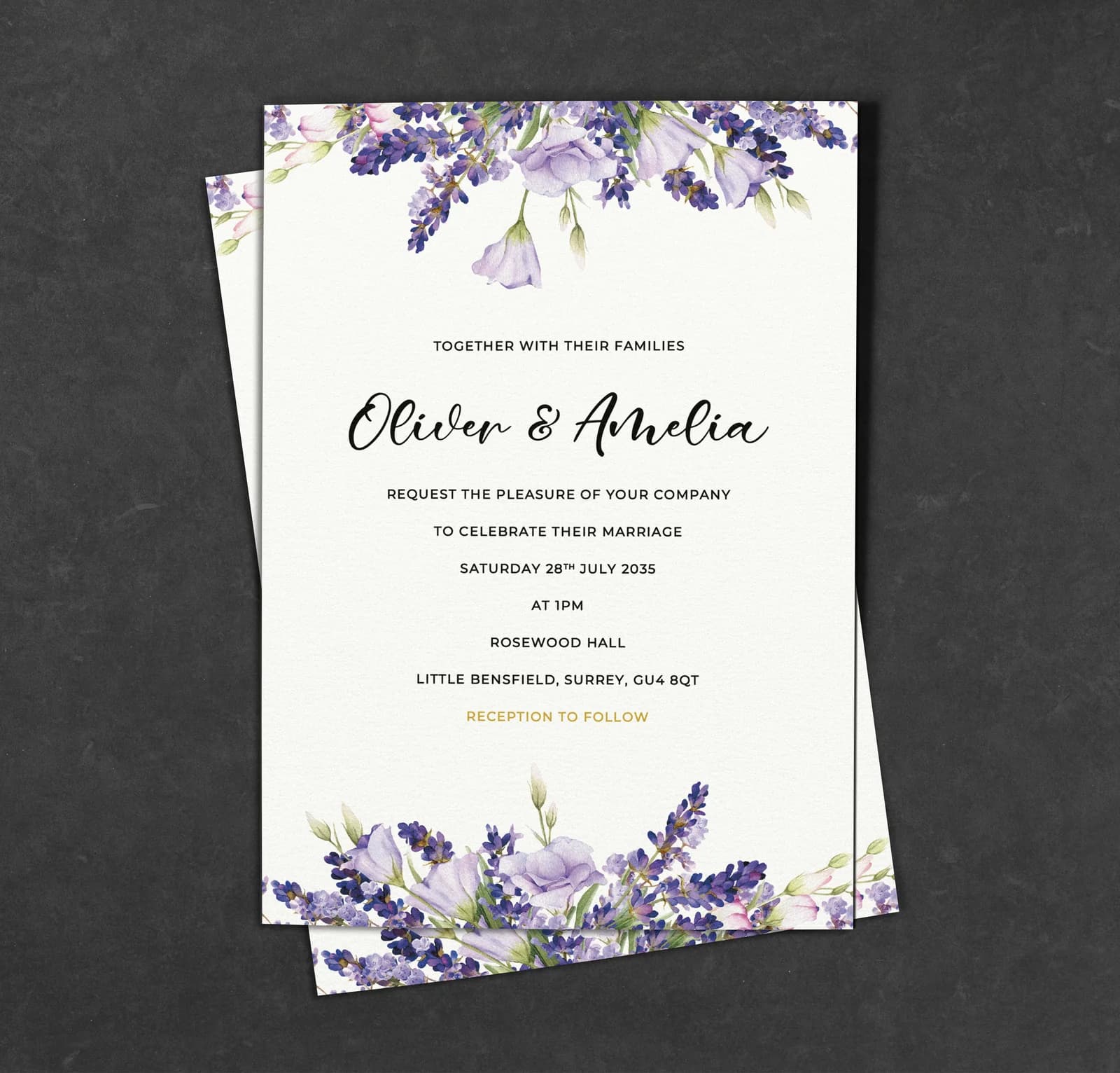 Lavender Invitation — invitation wedding stationery