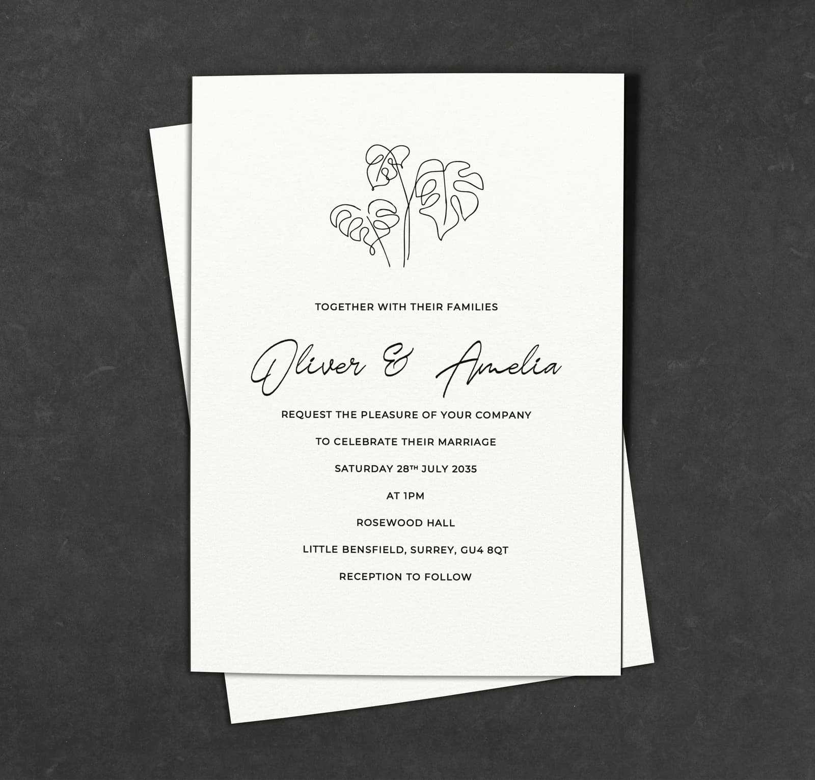 Palm 1 Invitation — invitation wedding stationery