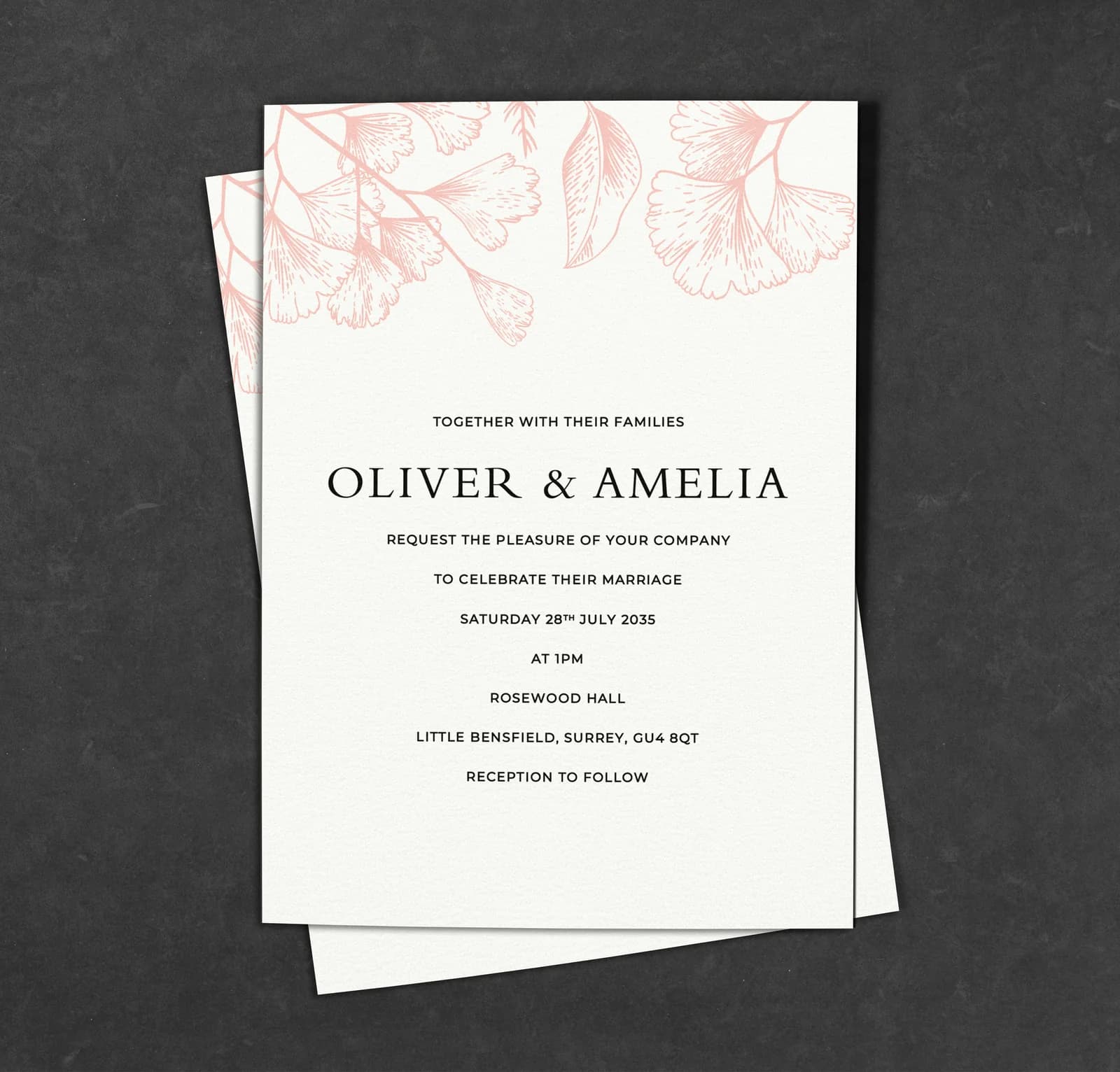 Pink Floral Invitation — invitation wedding stationery