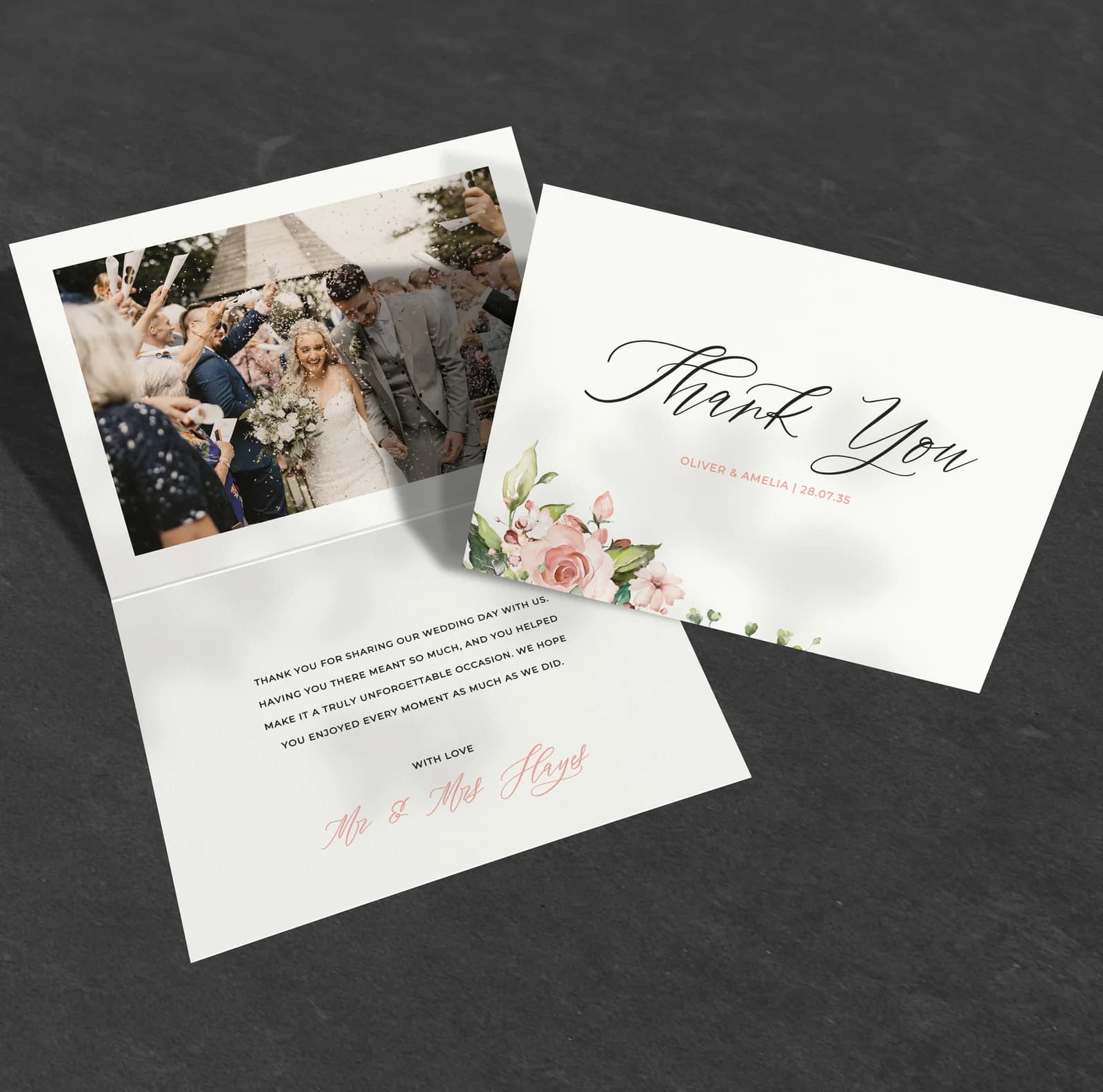 Blush Thank You Card — thank you wedding stationery