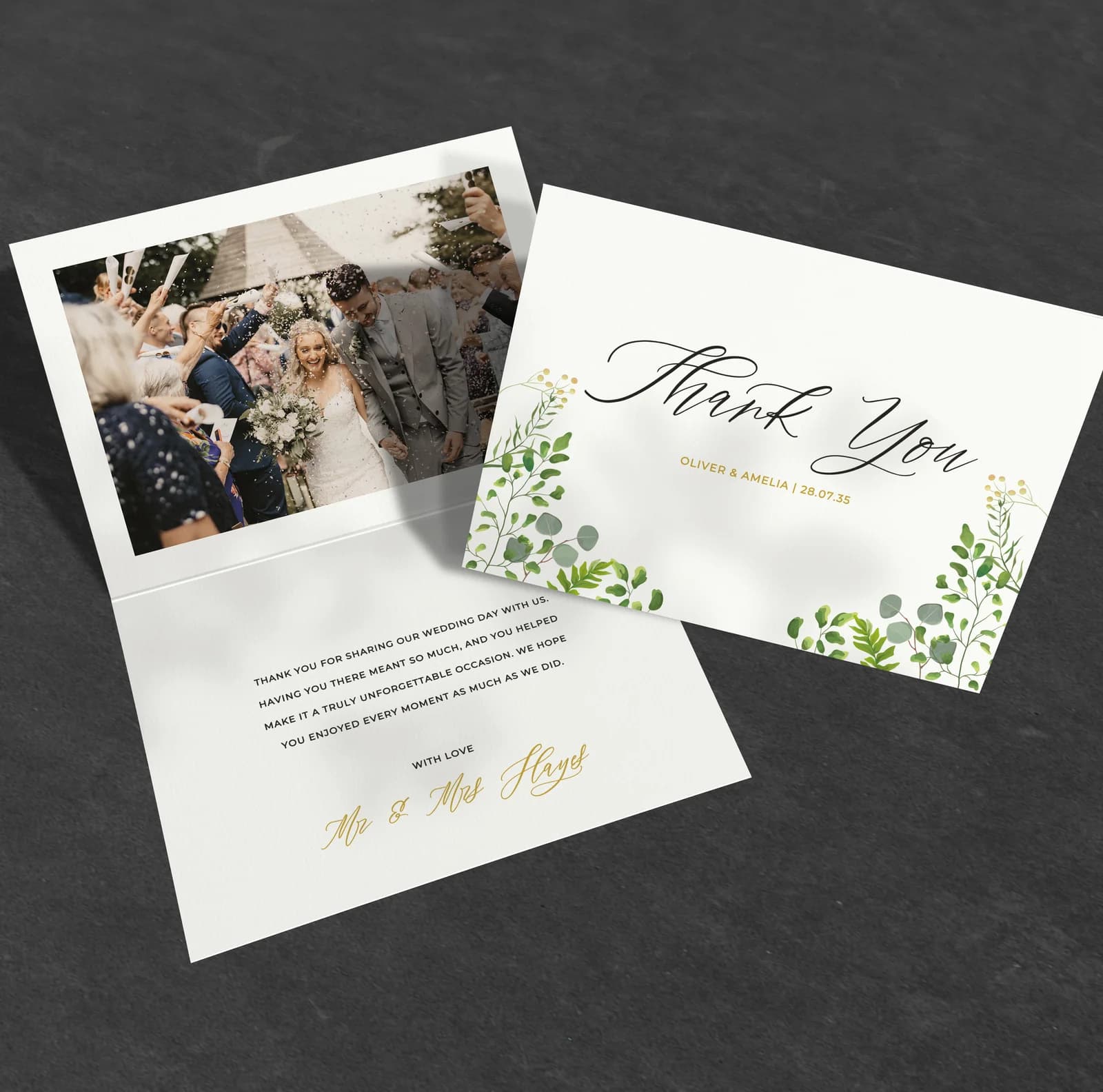 Greenery Eucalyptus Thank You Card — thank you wedding stationery