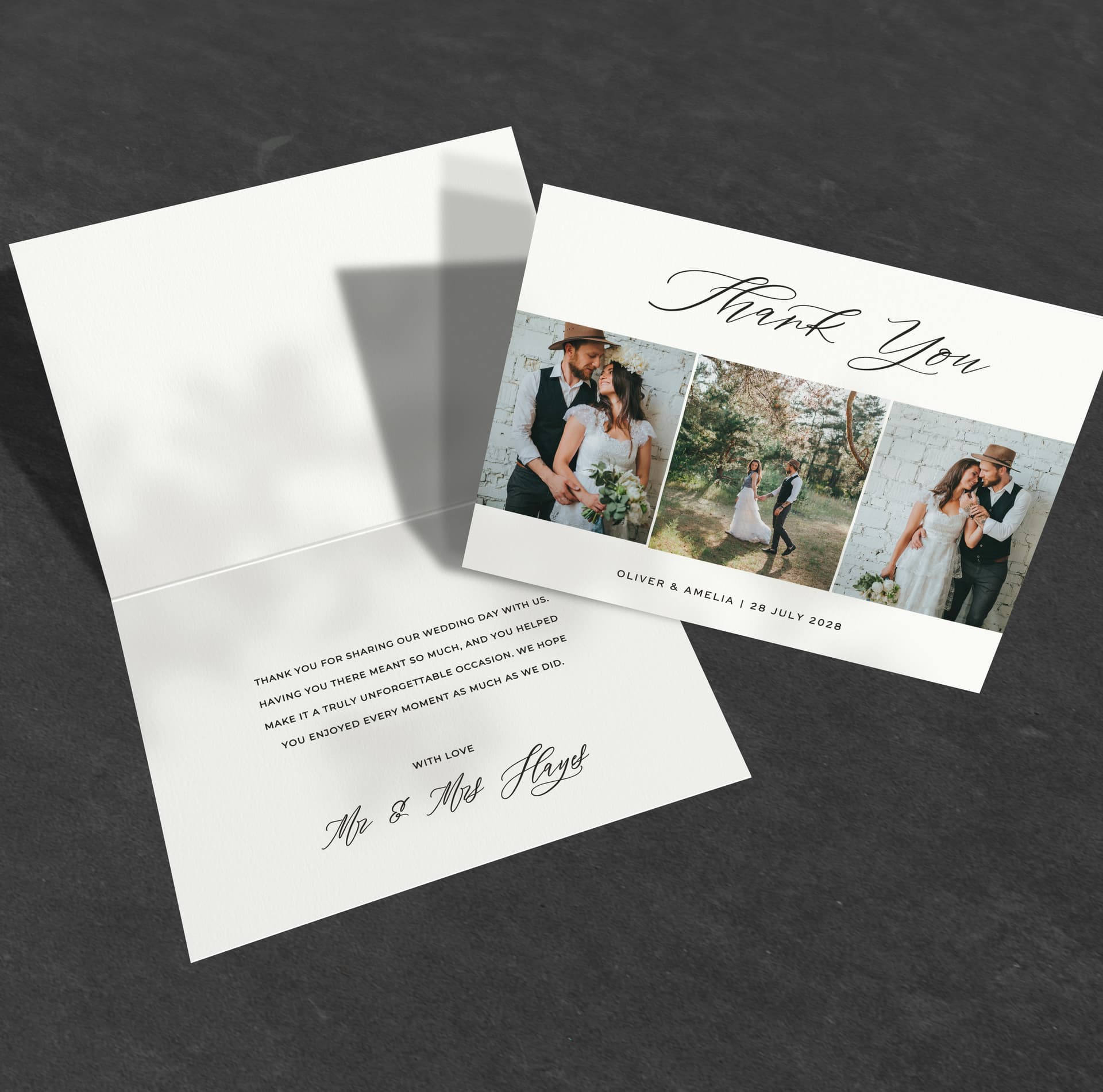 Photo Booth Thank You Card — thank you wedding stationery