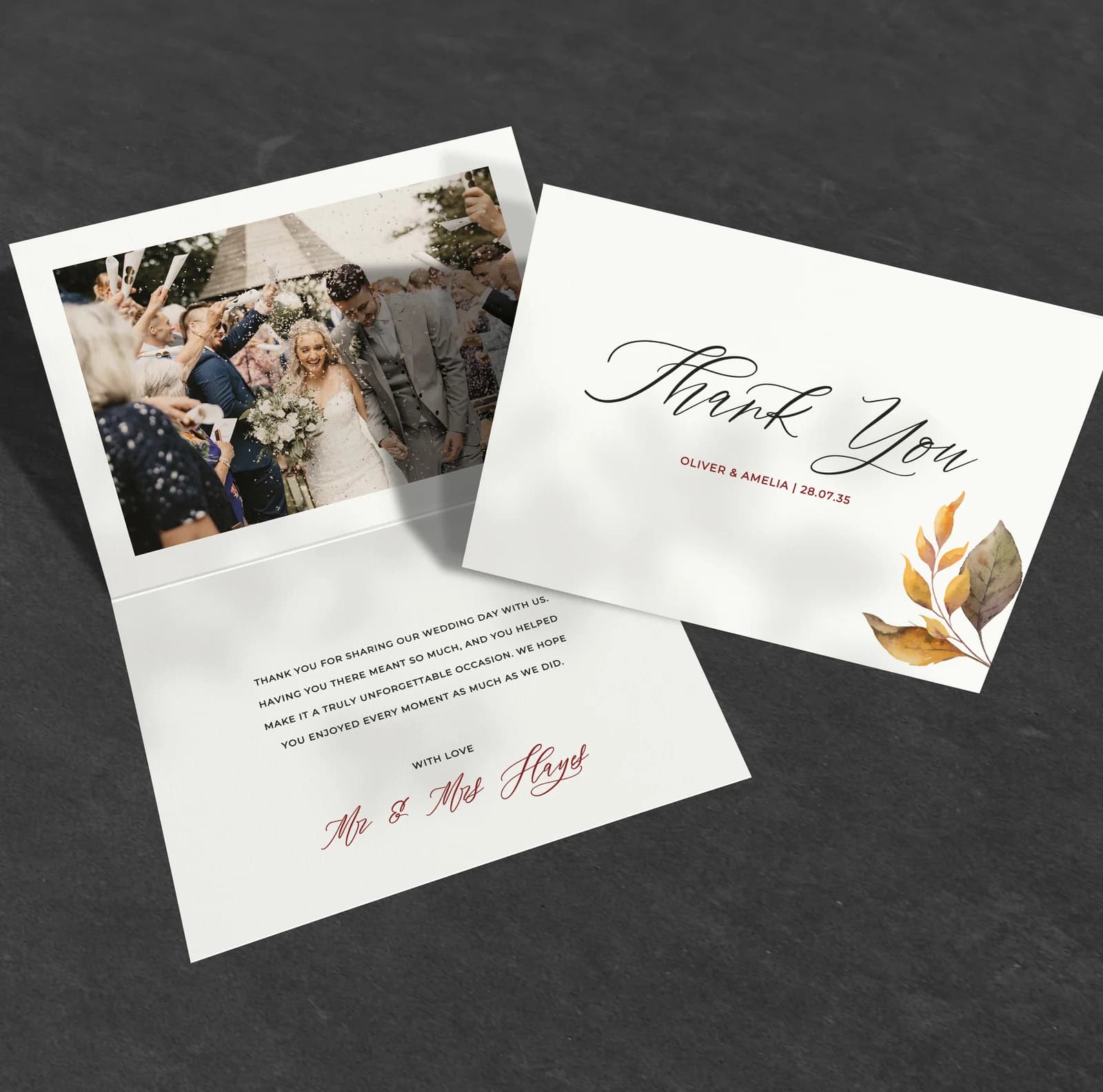 October Thank You Card — thank you wedding stationery