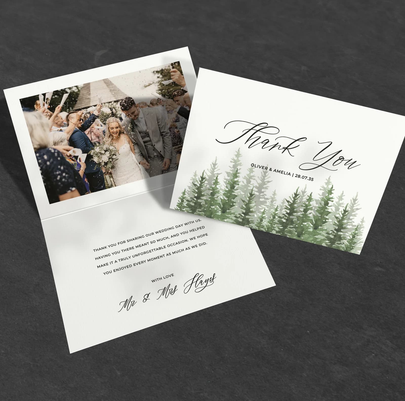 Pine Thank You Card — thank you wedding stationery
