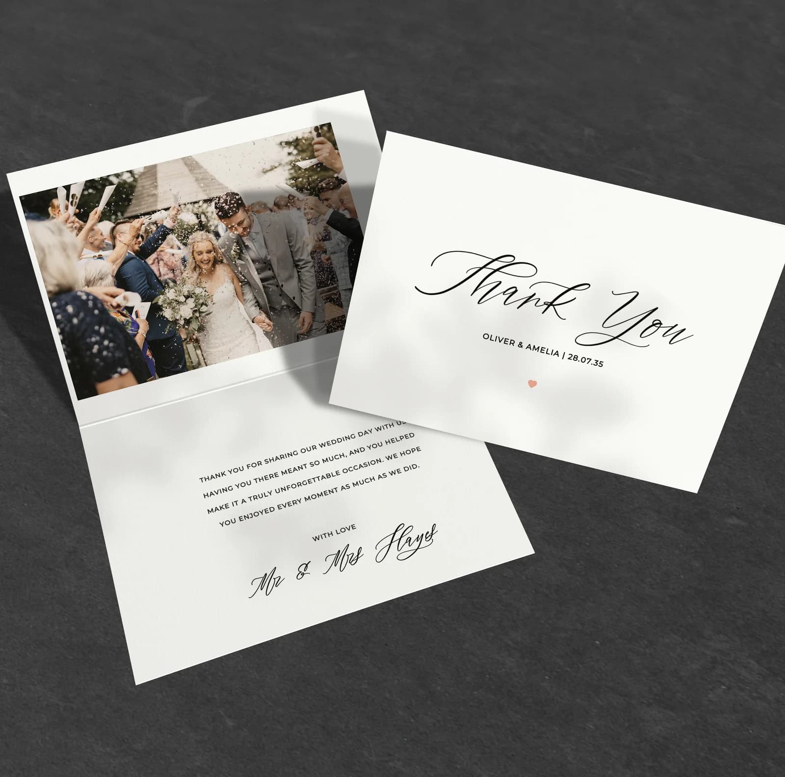 Simple Text Thank You Card — thank you wedding stationery