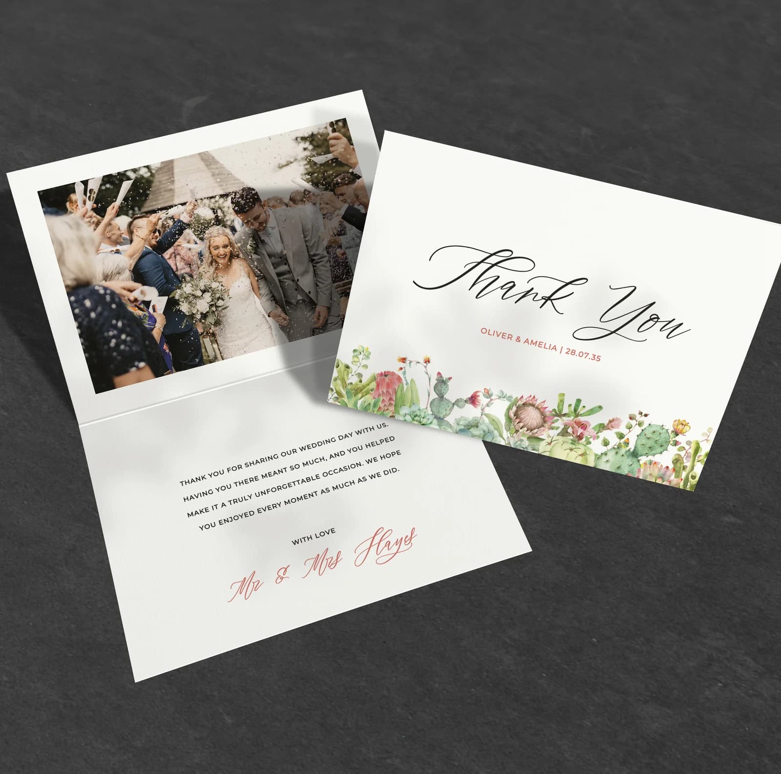 Succulents Thank You Card — thank you wedding stationery