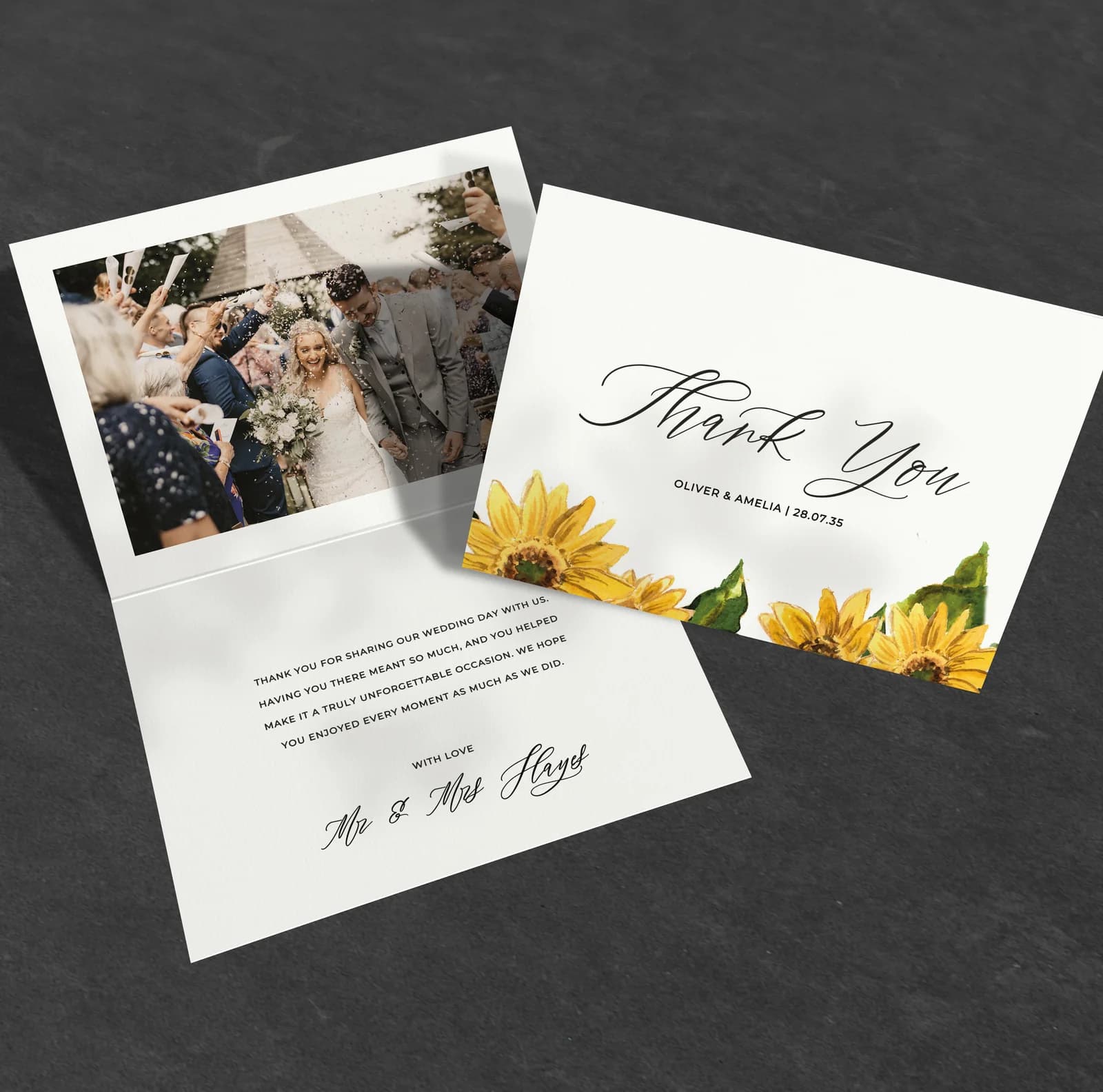 Sunflowers Thank You Card — thank you wedding stationery
