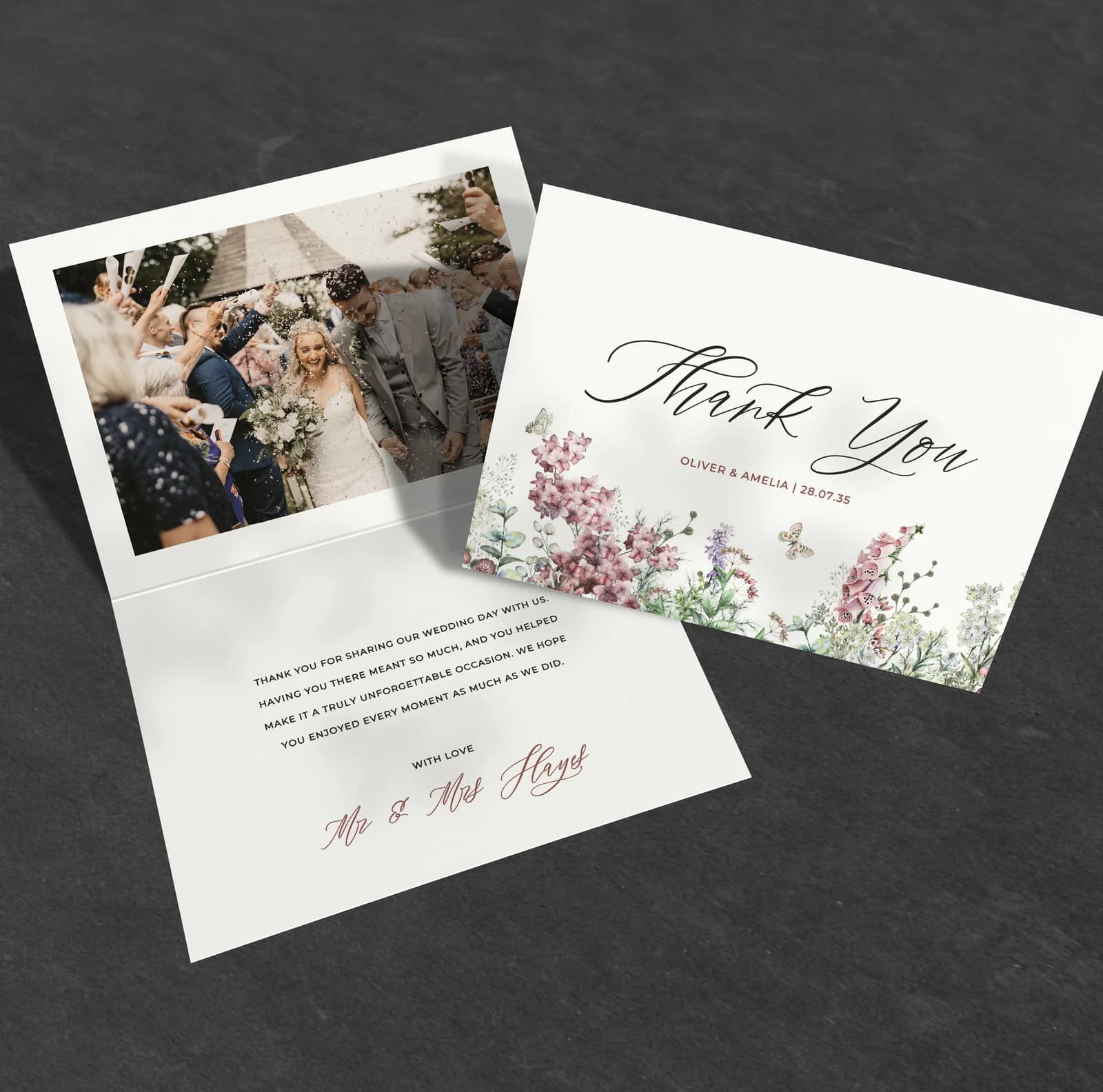 Wildflowers Thank You Card — thank you wedding stationery