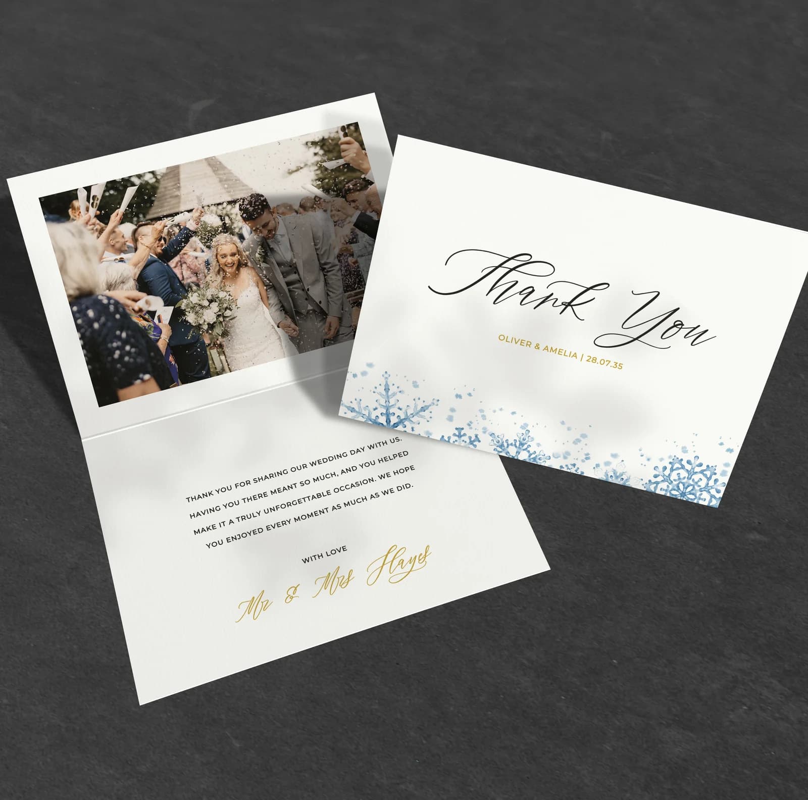 Winter Thank You Card — thank you wedding stationery