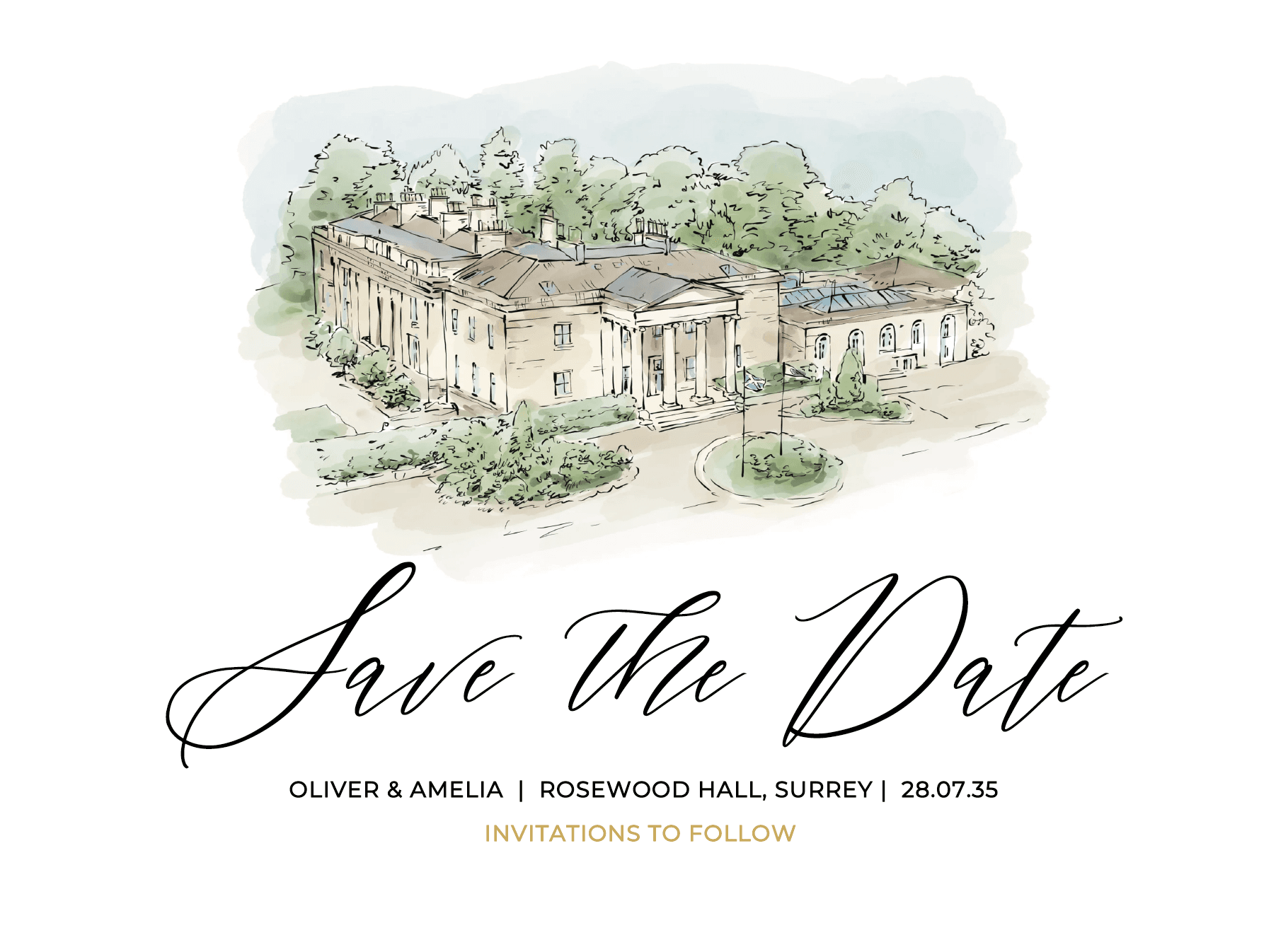 Classic Venue Illustration Save the Dates — main image