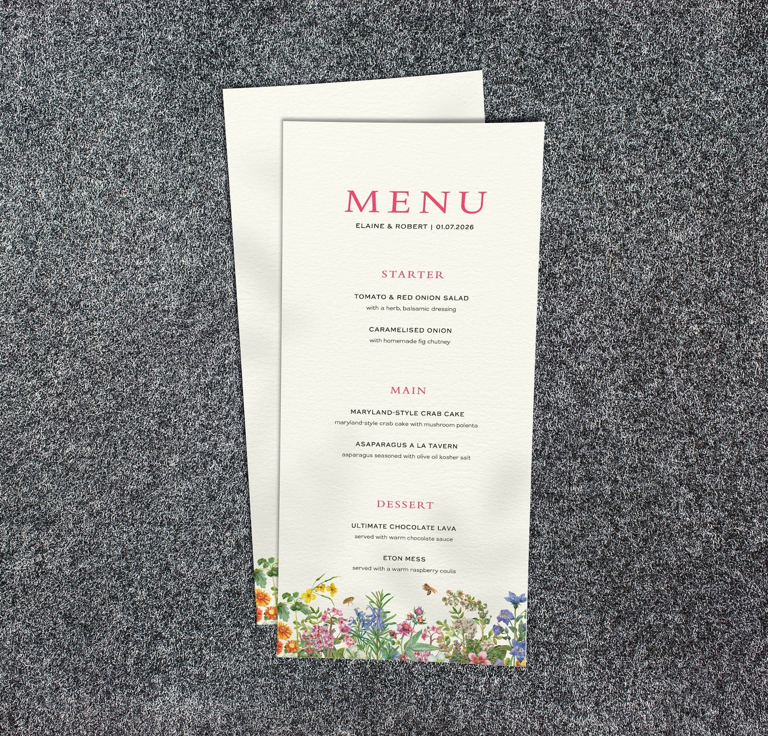 Spring Wedding Menu