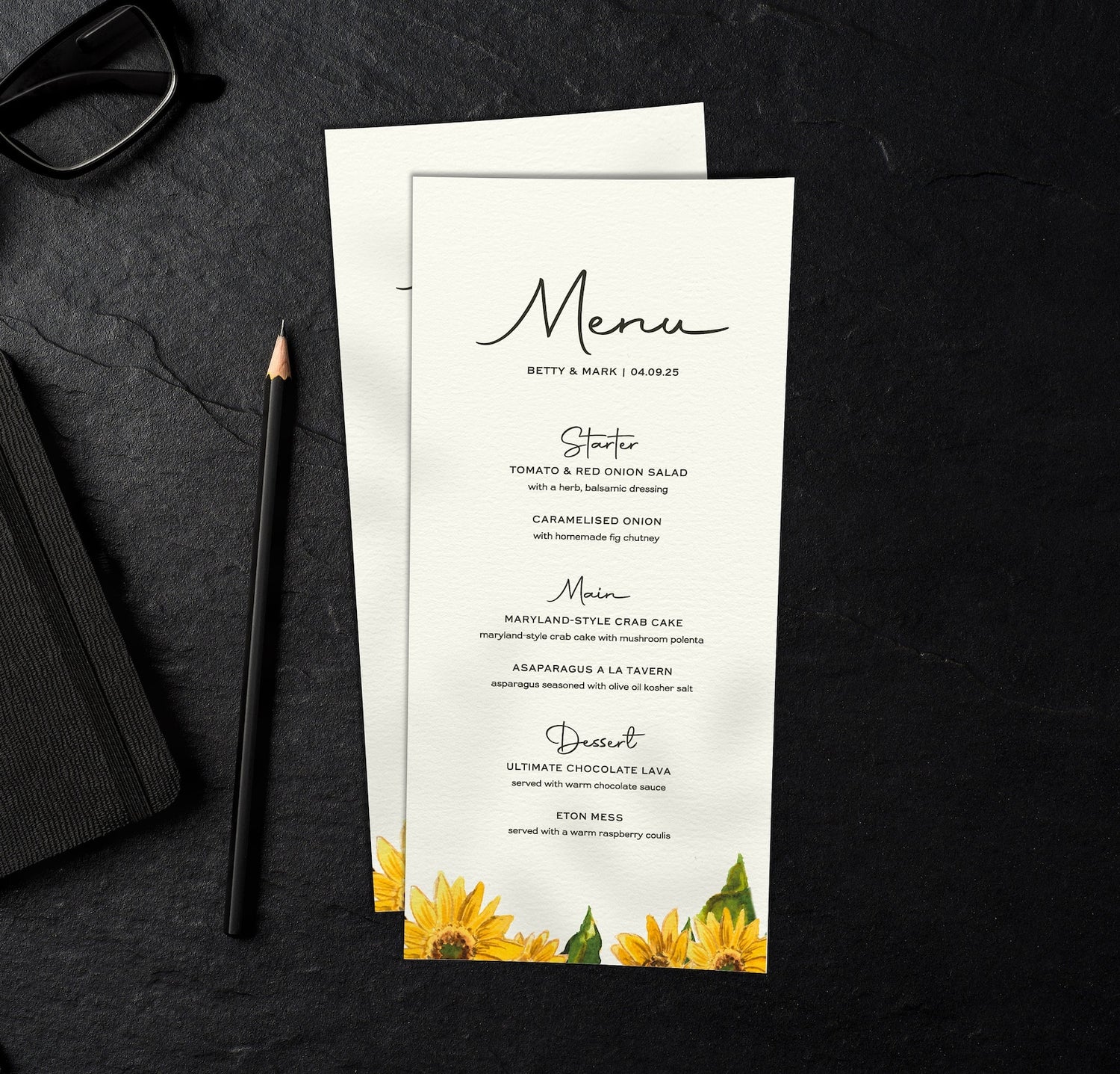 Summer Wedding Menu