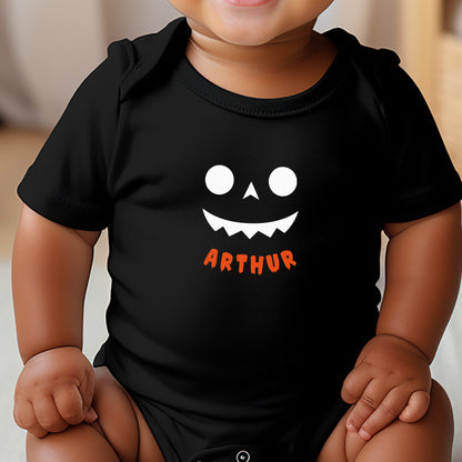 Pumpkin Face- Personalised Halloween Baby Vest