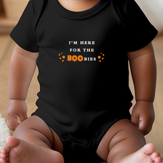 I'm Here For The BOObies- Personalised Halloween Baby Vest