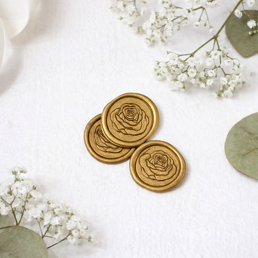 Gold Wax Seals – Self-Adhesive Stickers for Wedding Invitations | Classic Metallic Finish