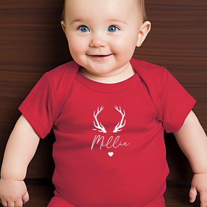 Personalised Antlers Christmas Baby Vest