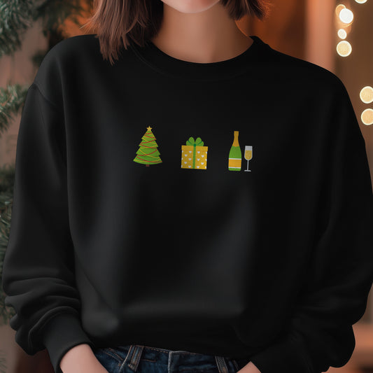 Tree, Gift, Bubbly - Christmas Jumper