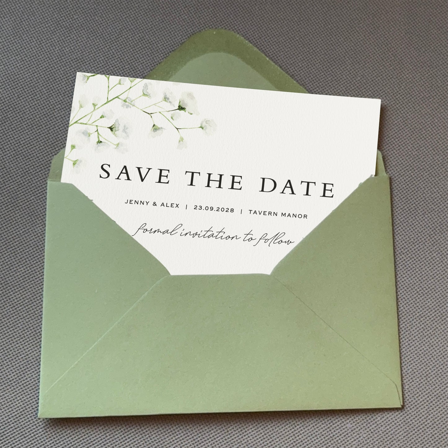 Baby's Breath Save The Date Cards