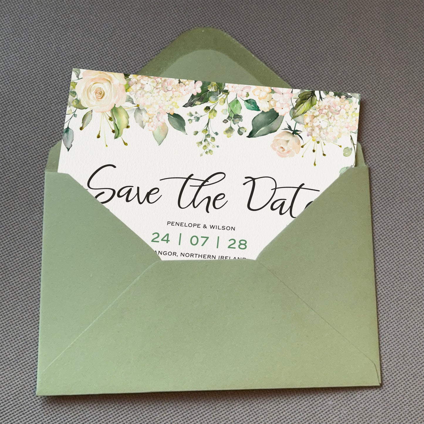 White Roses Save The Date Cards