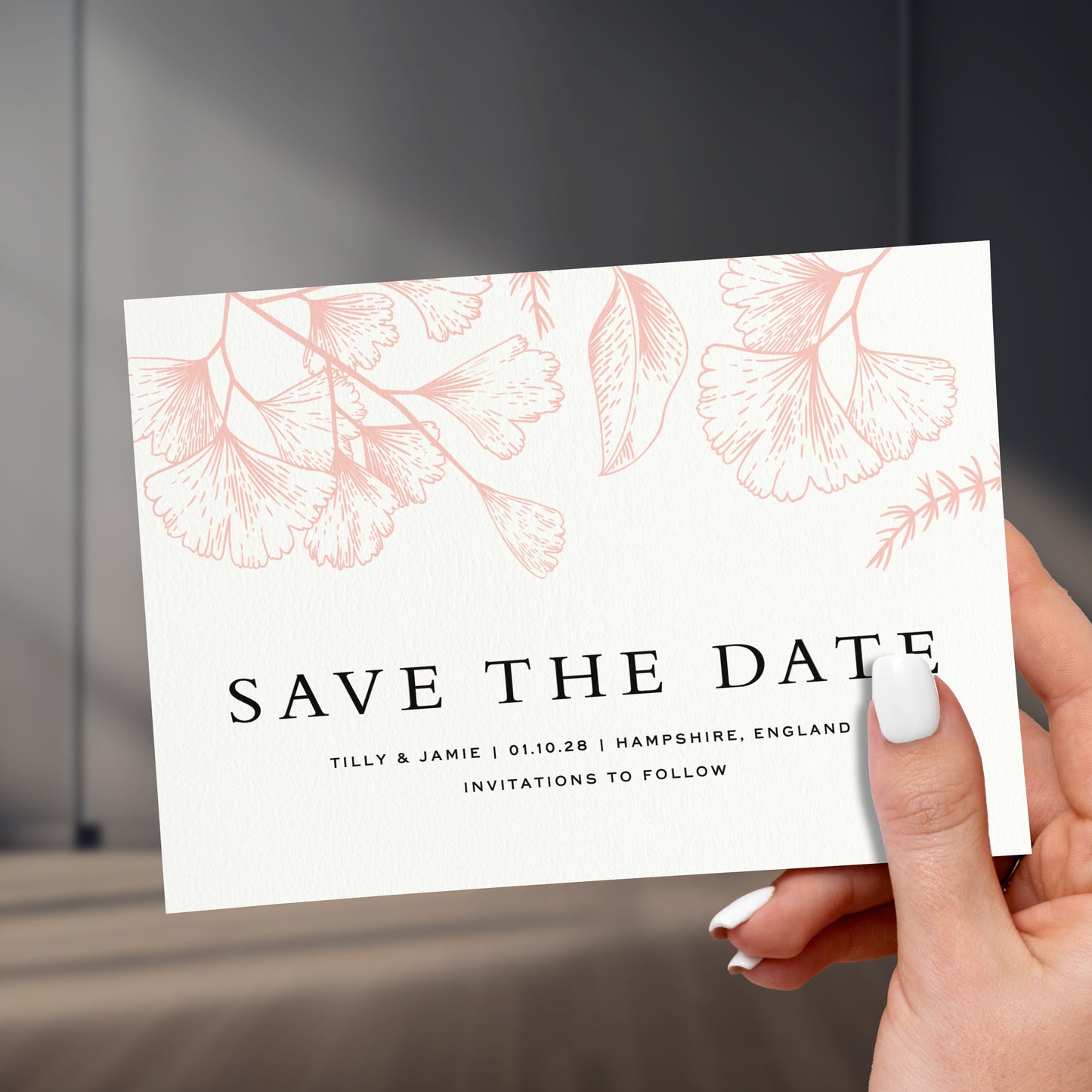 Blush Botanical Save The Date Cards