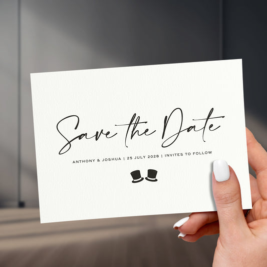 Top Hats Save The Date Cards