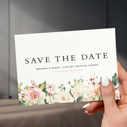 Blush Floral Save The Date Cards