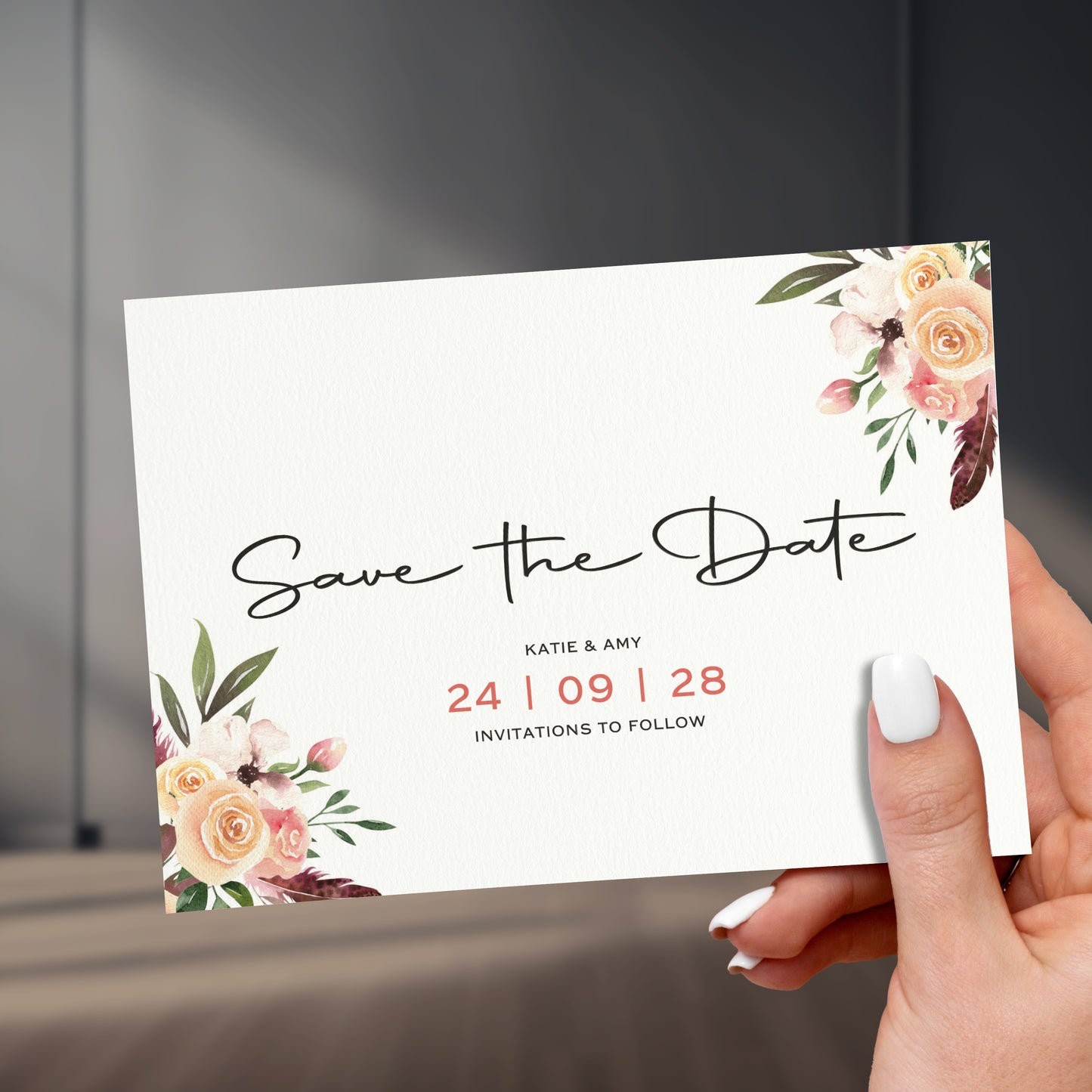 Rustic Floral Save The Date Cards