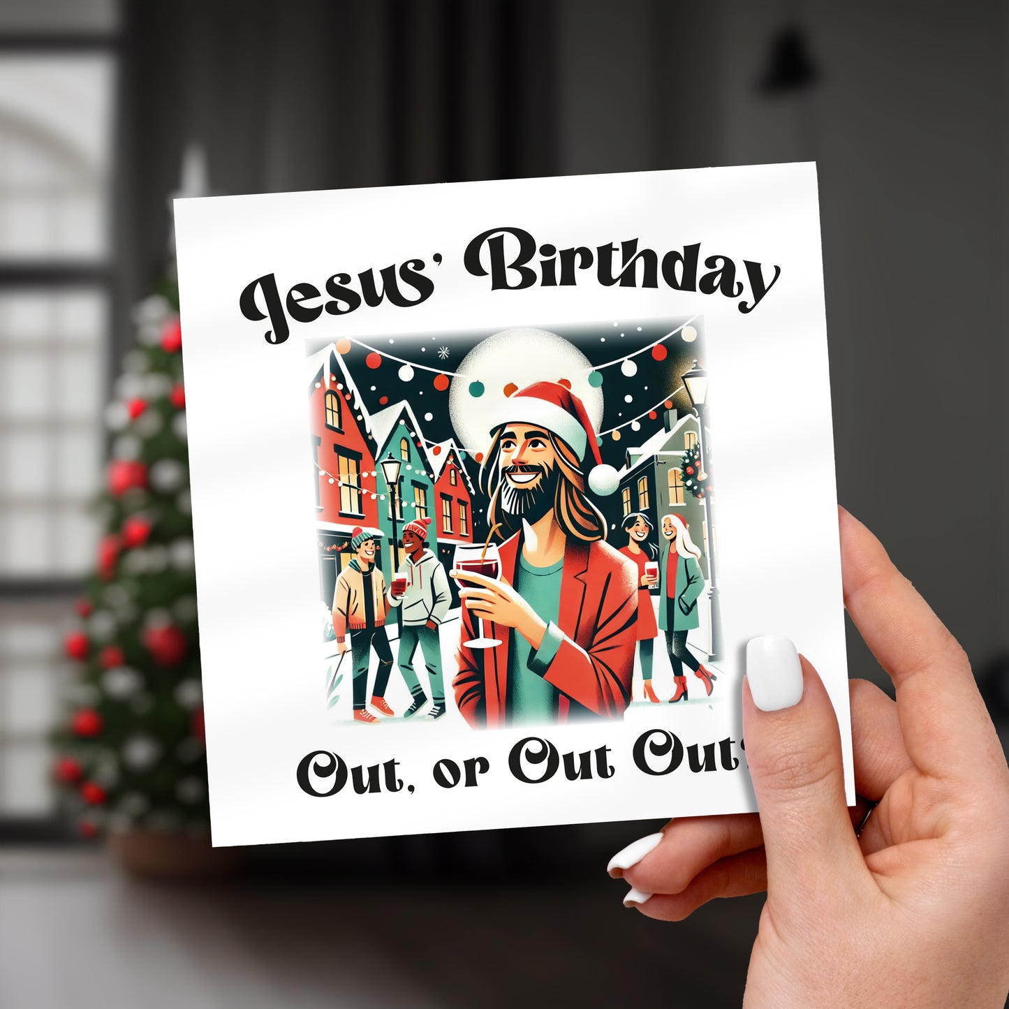 Out or Out Out Christmas Greeting Card