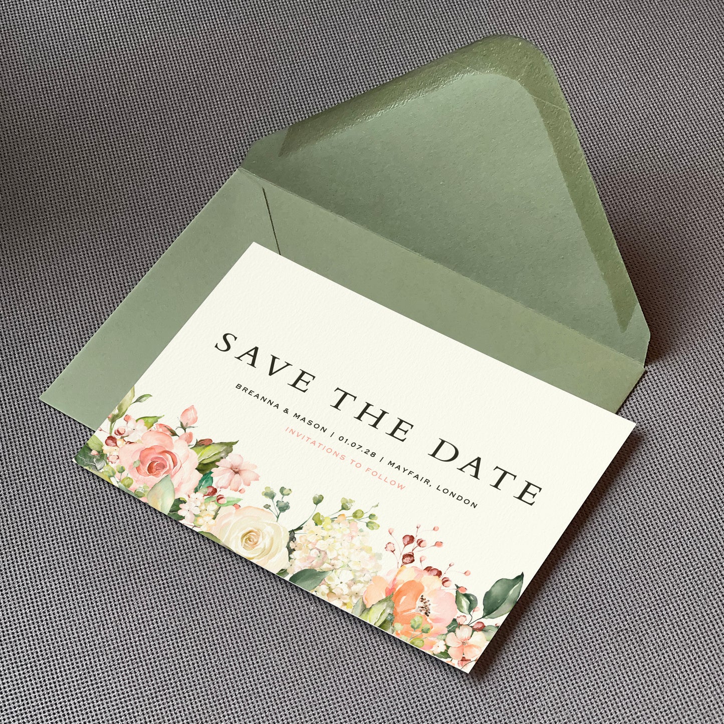 Blush Floral Save The Date Cards