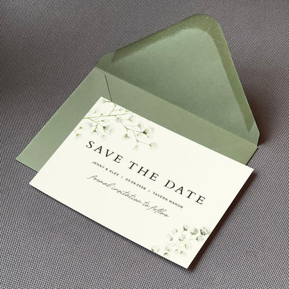 Baby's Breath Save The Date Cards