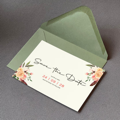 Rustic Floral Save The Date Cards