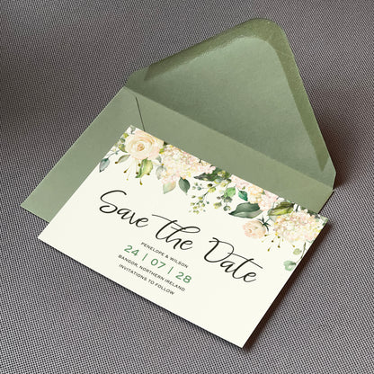 White Roses Save The Date Cards