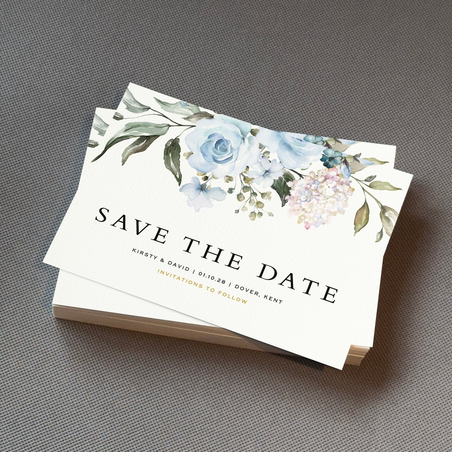 Blue Roses Save The Date Cards