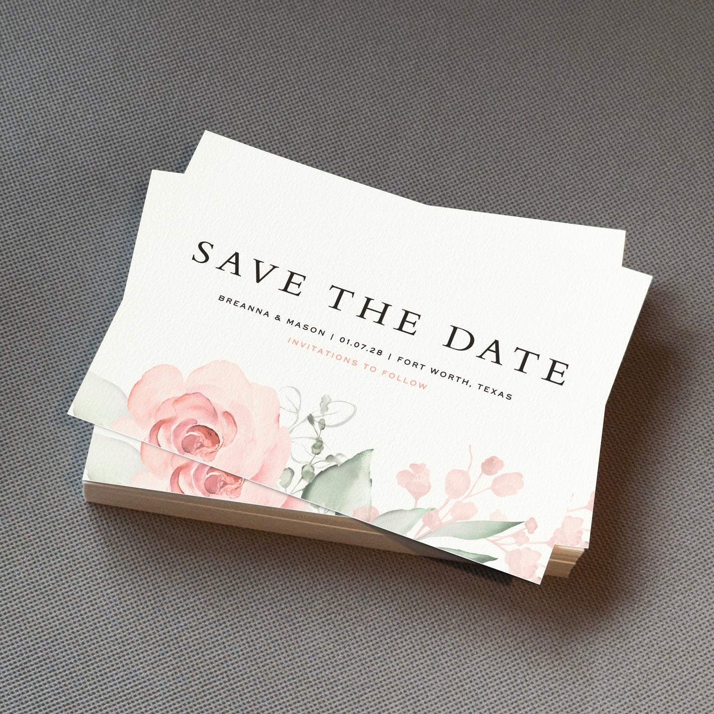 Sage & Blush Save The Date Cards