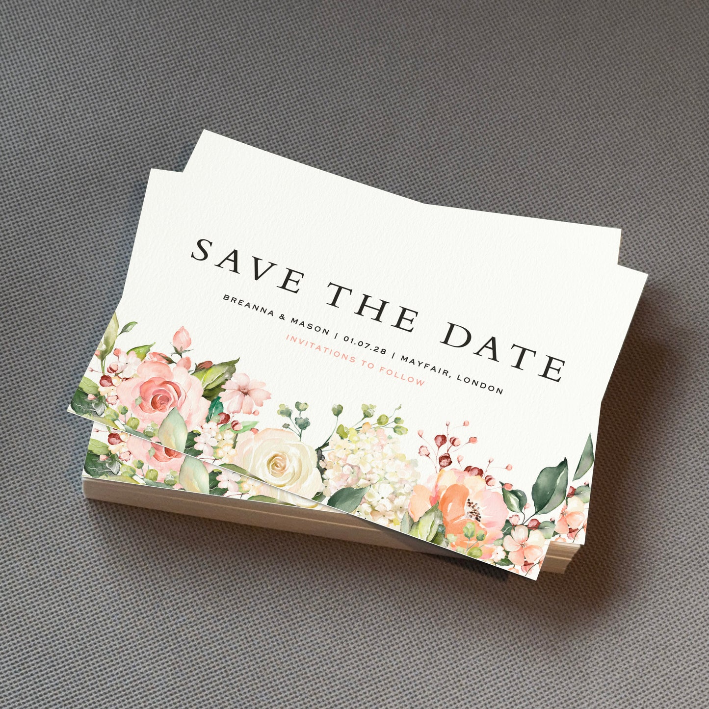 Blush Floral Save The Date Cards